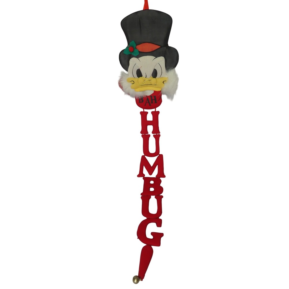 Vintage Disney Scrooge McDuck Bah Humbug Christmas Wall Hanging Decoration 27"